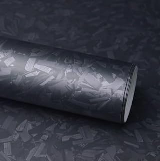 Lypumso Matte Black Carbon Steel Vinyl Wrap Roll Anti-Wrinkle Bubble Free Replacement Car Sticker, Premium Self Adhesive Car Wrap Vinyl Automotive DIY Interior Exterior 1ft x 5ft (Black Carbon Steel)