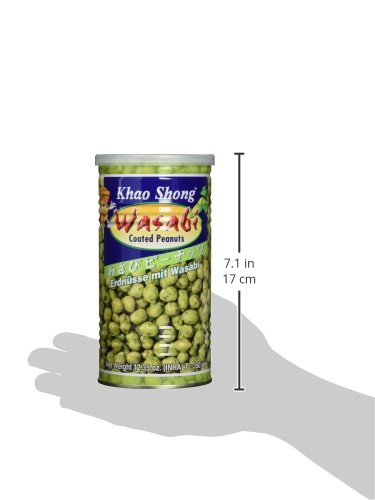 Khao Shong Erdnüsse mit Wasabi, knackige Erdnüsse im scharfen Teigmantel, mittlere Schärfe, knusprige Snacks für unterwegs, (4 x 350 g Dose)