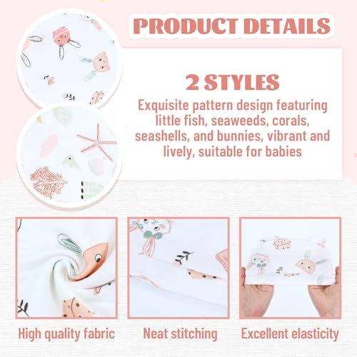 Image of Cinaci 2 Pieces Adjustable Soft Cotton Baby Swaddle Sleep Sacks Hats Newborn Nursery Caps Beanies Bonnets Swaddle Blanket Wraps for Baby Girls Boys Infants Newborns (2PCS S2)