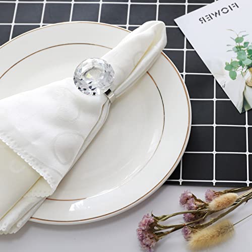 Bling Big Diamond Napkin Rings Set Of 6 Crystal Rhinestone Sparkle Bling Huge Napkin Holders, Heavy Sturdy Summer Wedding Decoration (Silver, 6) #TOP4
