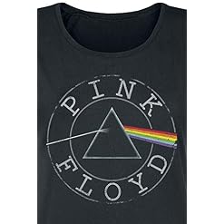 PINK FLOYD Logo Circle Femme T-Shirt Manches Courtes Noir Regular/Coupe Standard - Les Beatles, Paul McCartney, John Lennon, RIngo Starr, George Harrison PINK FLOYD Logo Circle Femme T-Shirt Manches Courtes Noir Regular/Coupe Standard – Image 3