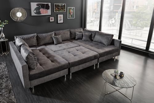 U-Sofa Riess Ambiente Wohnlandschaft Kent 305 cm grau Samt