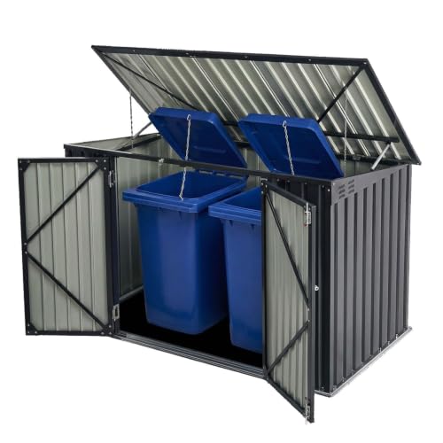 Juskys 3er Mülltonnenbox Namur 3 x 120 Liter Tonnen - 2m...