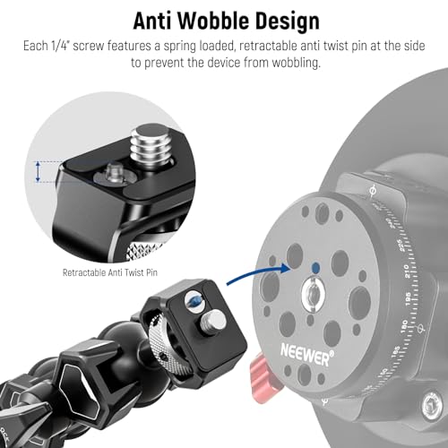 Image of NEEWER Articulating Magic Arm with Dual Ball Heads, 1 /4 inch Screw and Retractable Anti Twist Pin, Action Camera Mount Adapter Compatible with SmallRig Cage GoPro Hero 11 10 Insta360 DJI Action 3, UA021