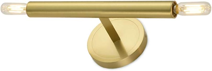 Buy 2 get 3 NC Lighting 2 Lights Modern Wall Sconce, Mid Century Brass Gold Vanity Lighting Fixtures, Industrial Mounted Sconces Minimalist Mirror Front Light for Bathroom, Bedroom, Living Room, Kitchen