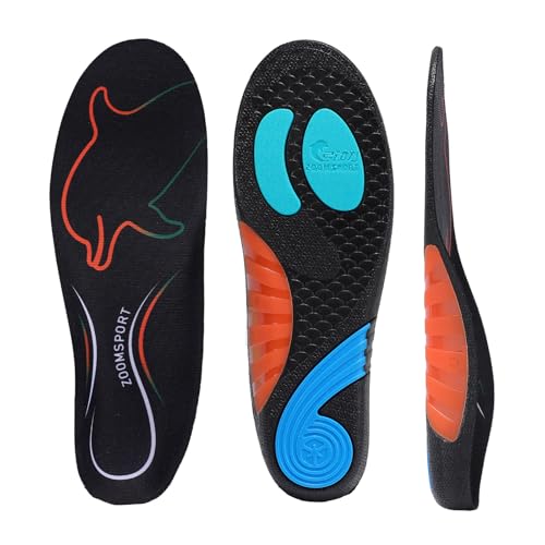 インソール, 扁平足,中敷き 土踏まず サポーター に適用 立ち仕事 運動 クッション 衝撃吸収 抗菌防臭 男女兼用 クッション (S(23-23.5CM))