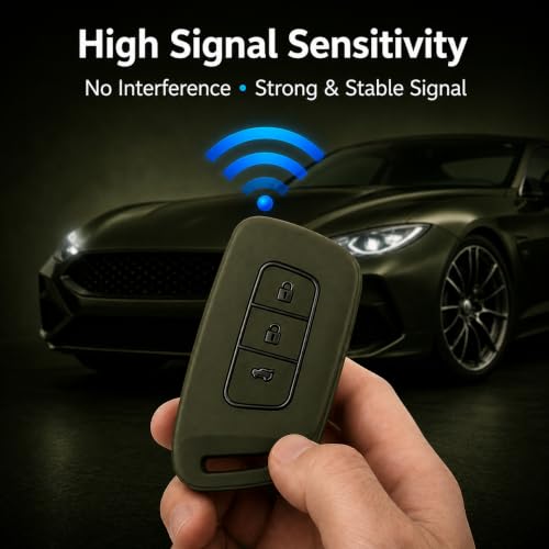 Image of JVCV Soft TPU Key Cover Compatible with New MG Hector, Hector Plus, Windsor and Windsor Pro EV Smart Key | Scratch-Resistant Protective Case (Matte Green)