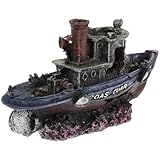 Gadpiparty Aquarium Dekoration Versteckhöhle für Schildkrötenbecken Dekoratives Schiff aus Harz Unterschlupf für Fische und Garnelen Geeignet für Aquarien und Terrarien