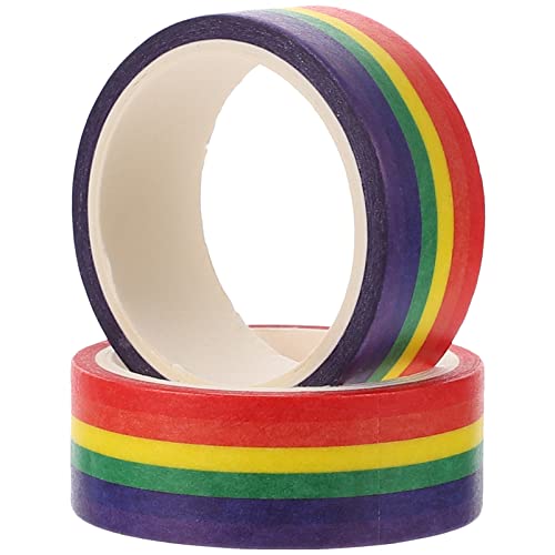2 Regenbogenstreifen Scrapbook Regenbogen Gewebeband | 500 cm pro Rolle | helle Farben | leicht zu reißende Hand | Kunst & Handwerk | DIY-Projekte | Gay Progress Flag LGBTQ Month Parade Aufkleber