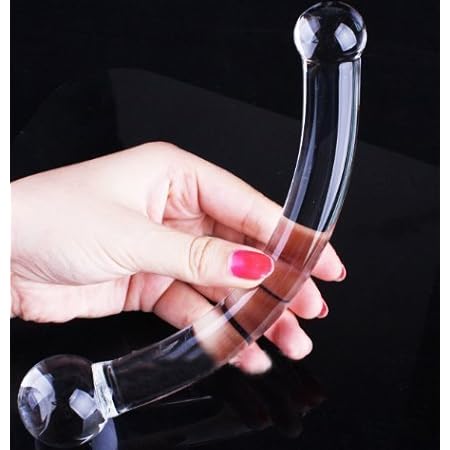 Loveria Crystal Glass Dildo Arched Prostate Massager G Spot Stimulator G-spot Stimulation Sex Toy for Women with Free Wrist strap