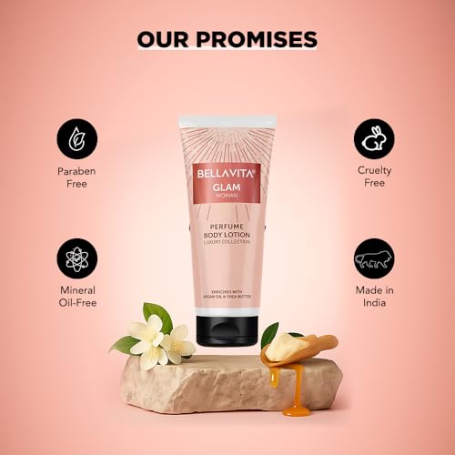 Image of Bella Vita Luxury Glam Woman Perfume Body Lotion for Nourishing, Hydrating, Soft, Supple,Healthy Skin with Argan Oil and Shea Butter 200 Ml