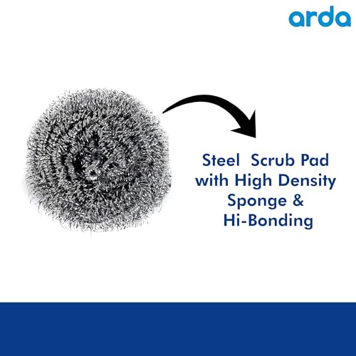 Image of Arda Steel Scrubber Combo Set consists of stainless steel wool wire scrubbers: hard on dried stains but soft on the hands(Pack of 12).