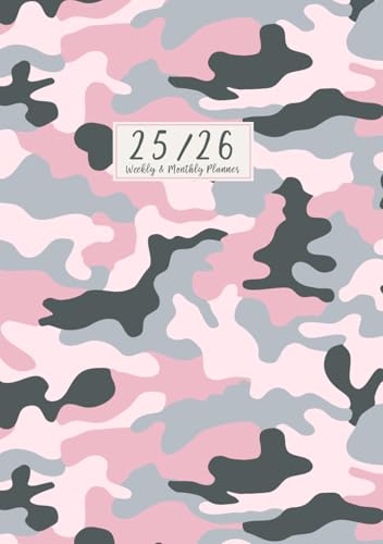 The Pink Camouflage Weekly and Monthly Planner: Dated Organizer with Habit Tracker and Inspirational Quotes (Horizontal Layout)