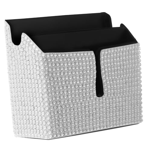 Housoutil Mobile Phone Box Wall Mount Phone Holder Easy Adhesive Attachment Glass Diamond Design Versatile Storage Remote Cables