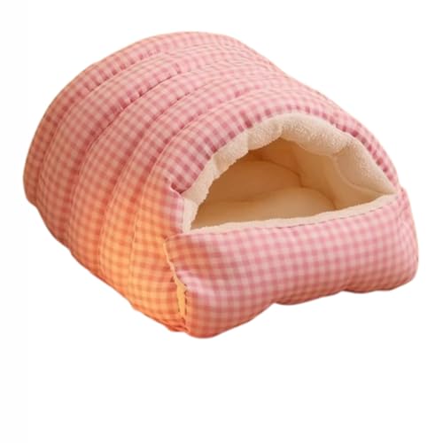 MRTRESB 暖かくて快適な猫ベッド 冬用猫ハウス 犬も使える室内用ペットベッド 取り外し可能なマット付き ワームケーブルスタイルの寝床 小型犬にも適しています(H,45*30*19cm)