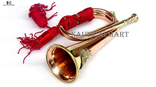 Brass And Copper Blowing Bugle Signal Horn 10.6" With Beautiful Rope Binding #TOP6