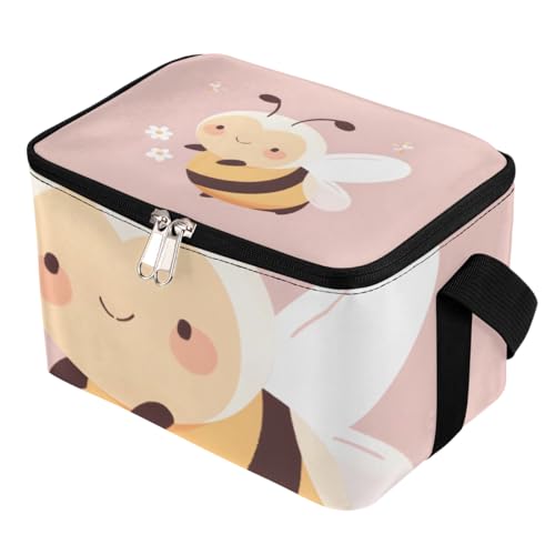 GzLeyigou Lunch Bags for Women Men 9 Cans,Bee Hot & Cold Food Delivery Bag Insulated Grocery Bag Insulated Lunch Box Cartoon Cute Bee Cooler Bag for Office Work Picnic Beach