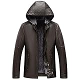 CIDCIJN Herren Lederjacke - Winter Herren Lederjacke/Herren Casual Lederjacke Plus Samt Große Größe Abnehmbare Kappe Lose Fake Zweiteilige Pu Tops, Dunkelgrün, Asiatisch M Ist Eur Xs