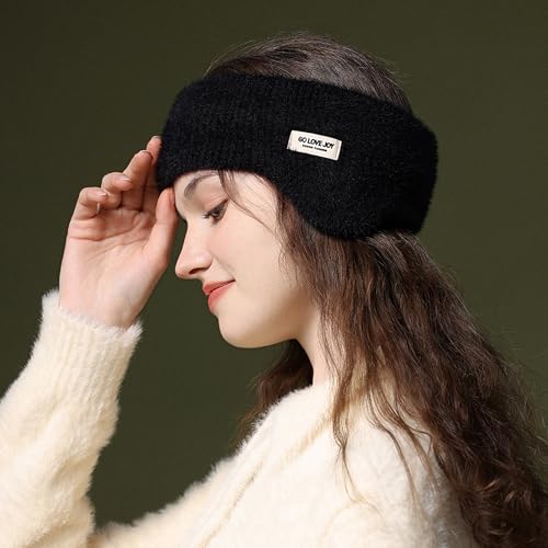 Seribt Aquecedor de orelha de inverno de pele sintética, protetores de orelha de malha felpudos forr