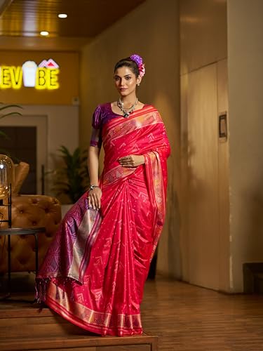 Image of MADHUHANSH Women's Cotton Linen Saree with Unstitched Blouse Piece and Solid Pattern | Mithila Painting Saree | Saree for Haldi Ceremony