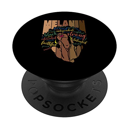 Melanin Palabras poderosas Mujeres Afro Regalo PopSockets PopGrip: Agarre intercambiable para...