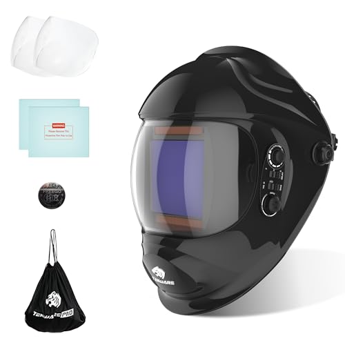 Image of Tekware Auto Darkening Welding Helmet, True Color Welding Hood with 4 Arc Sensors, 1/10,000 Sec Fast Switching, Wide Viewing Area, Eye Protection for MIG TIG ARC Grinding