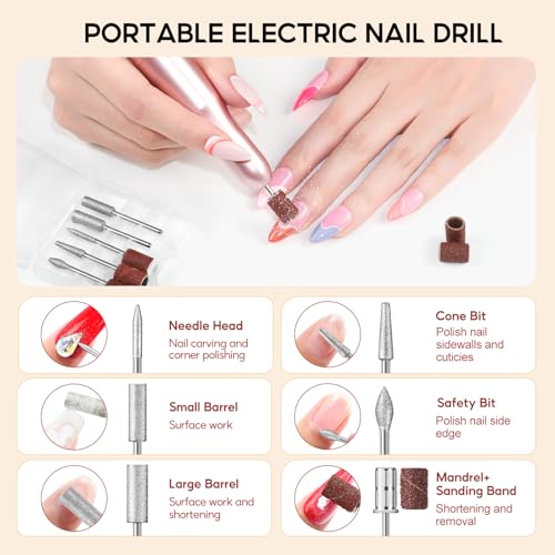 PEACECOLOR 58PCS Gel Nail Polish Set: 35+5 Colours Nail Gel Polish with Drill and Lamp, White Pink Red Nail Kit, Glossy Matte Glitter Base Top Coat, Salon Full Tools Set for Gifts - Image 3