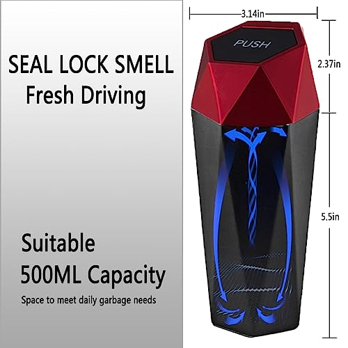 Image of Car Trash Can,Interior Automotive Accessories,Mini Garbage Bin with Lid,Leakproof Vehicle Trash Bin,Used in Automotive Car Home Office Kitchen Bedroom(2 Packs,Red)