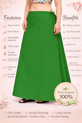 Image of CITIX Pure Cotton Petticoat for Woman Saree | Adujastable Drawstring Waist