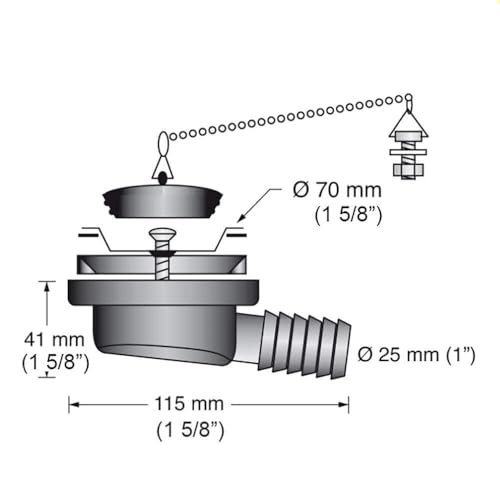 Bonde d'évier à profil bas Scandvik 10306 raccordement évacuation compacte