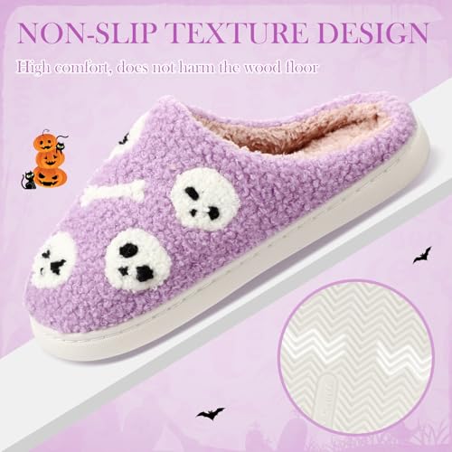 Halloween Slippers for Women Men Spooky Slides Soft Plush Warm Fuzzy Slippers Slip-on House Shoes Gifts for Bedroom Indoor Outdoor4