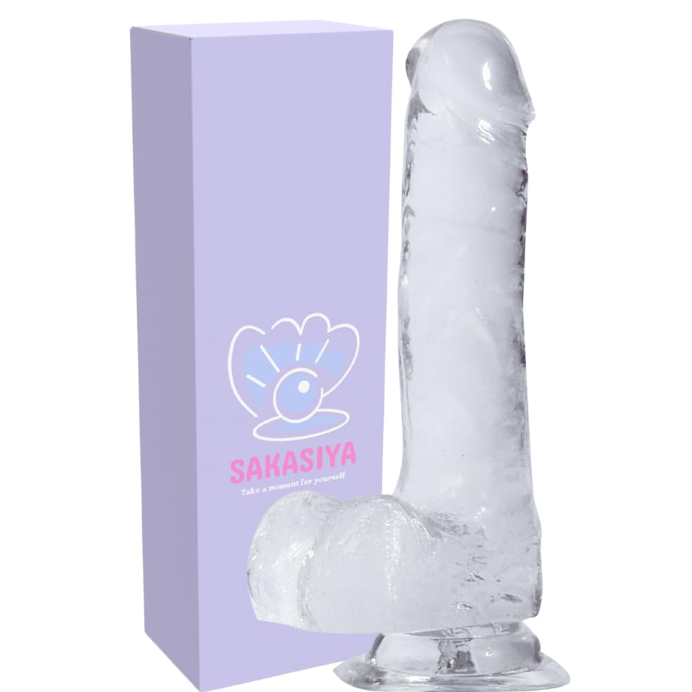 SAKASIYA Beginner Dildo : Adult Sex Toys for Women and Men Sexual Wellness - Realistic Dildos - Lifelike Texture & Strong Suction Cup for Hands-Free Play - Anal Masturbator - Sex Toy for Beginner - Compatible with All Lubricants - Transparent