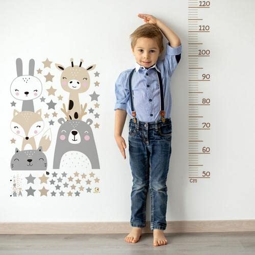 Adesivi Murali Metri Da Parete Altezza Grafico Animali Bambini Rimovibile Misurare Cameretta DIY