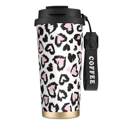 タンブラー ヒョウ柄 豹柄 マグボトル コーヒーカップ 水筒 保温 保冷 ウォーターボトル 蓋付き ストロー付き 直飲み おしゃれ プレゼント