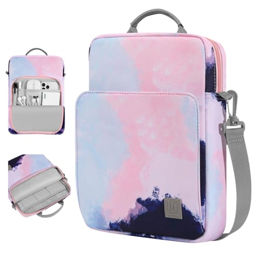 Image of Dadanism 9-11 inch Tablet Sleeve Shoulder Bag Carrying Case with Handle for iPad 9 /8 /7th 10.2, iPad Pro 11 M4 M2, iPad Air 11 inch, iPad Air 5 /4 10.9, iPad 10th Gen 10.9, Galaxy Tab A9+ /S9 FE, Blue-Pink