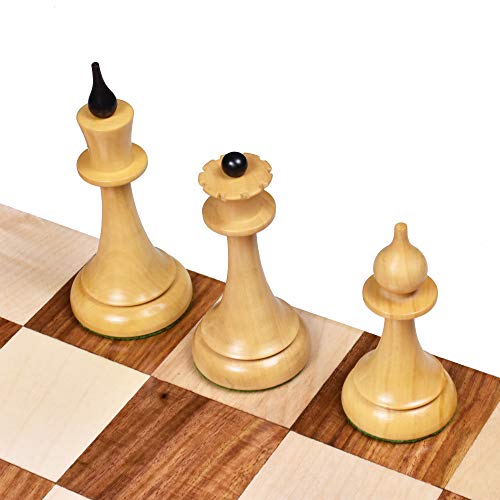 Royal Chess Mall 1950S Soviet Latvian Reproduced Chess Pieces Only Chess Set, Ebonized Boxwood Wooden Chess Set, 4-In King, Double Weighted Chess Pieces (2.5 Lbs) #TOP6