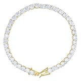 JewelryWeb 925 Sterling Silver Yellow-tone Moissanite Tennis Bracelet 6mm Anklet 23 Centimeters Anklet for Women