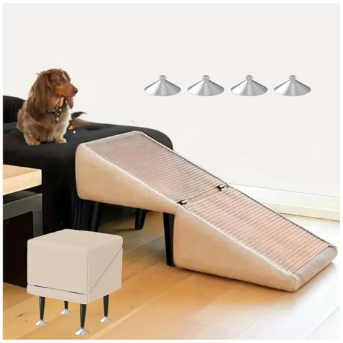 犬 スロープ 室内, 折り畳み 段差がない 滑り止 犬ステップ, 怪我防止 省スペース 携帯便利 ペット 階段 ステップ 子犬 老犬 ペット介護用,beige