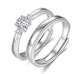 Juliyeh Paar ringe aus 925 silber,verlobungsring paar,eheringe silber,exquisite Ewige rosenbox Verpackung,17-19 mm,Verstellbar.