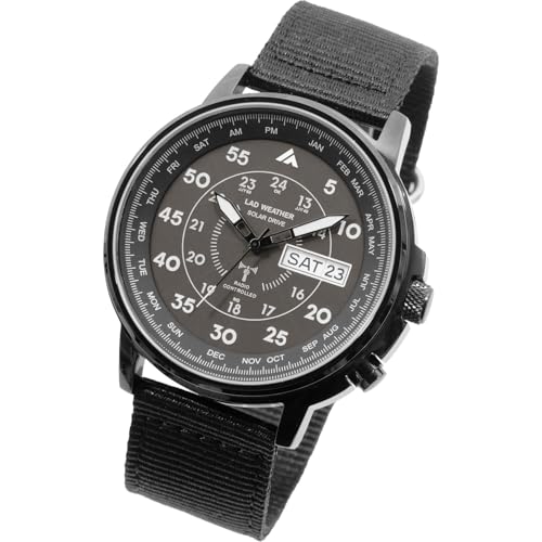 [ラドウェザー] 電波ソーラー腕時計 メンズ 100m防水 腕時計 lad017 (オールブラック)