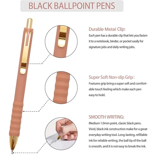 Image of Linbsunne Ballpoint Pens Black Medium Point 1mm with Super Soft Grip Ball Point Pen for Men Women Retractable(style2, 12 pcs)