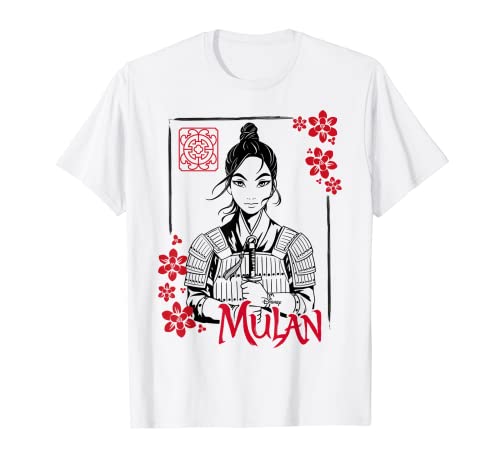 Disney Mulan Live Action Mulan Floral Ink Portrait Camiseta