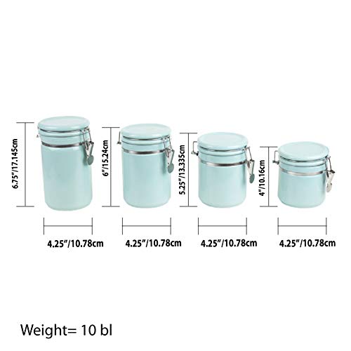 Home Basics 4PC Ceramic Canister Set W/Spoon (Turquoise)