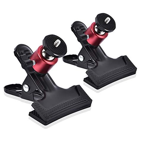 UTEBIT Tripod Camera Clip Clamp with 360 Degree Swivel Mini Ball Head 2 Pack Clip Camera Mount Photography Accessories Clamp 1/4'' Screw Black Spring Clamp for DSLR Video Photoshoot Studio Cover
