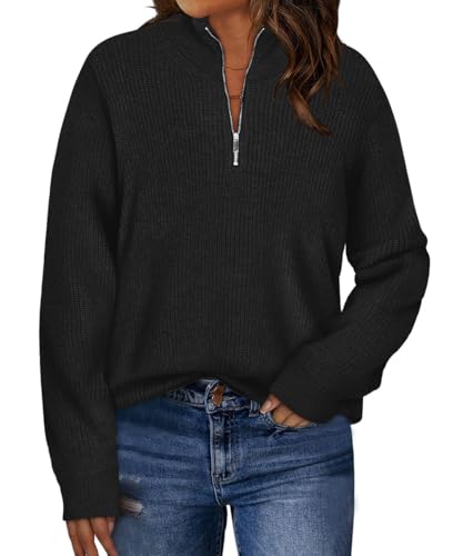 Image of TIYOMI Women Plus Size Tops Long Sleeves Mock Neck Sweaters Knit Pullover Sweater Adjustable Zipper Fall Autumn Winter Shirt