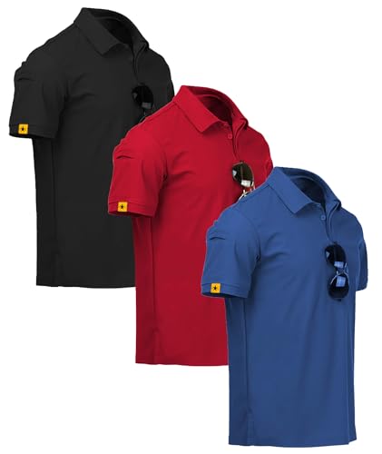 Image of ZITY 3 Pack Mens Golf Polo Shirts Short Sleeve Business Casual T-Shirts