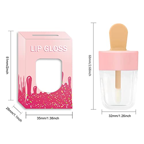 ANZKA 15 Pack Lip Gloss Tubes with Packaging Boxes,Pink Ice-cream Shaped Lipgloss Tube with Wand,Cute Empty Lip Gloss Containers Wholesale for Business,8ml/0.27Oz,Tube+Boxes