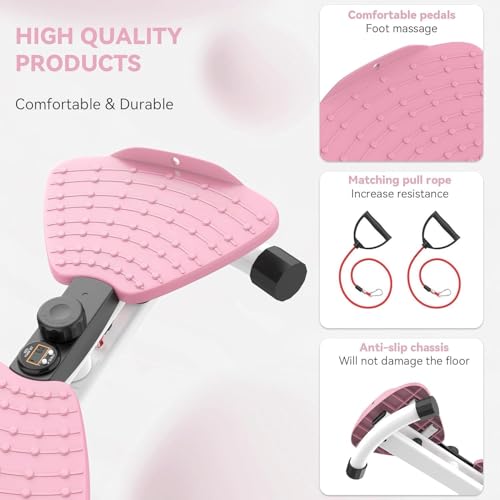 Einstellbare Taille Twister Maschine für Frauen & Männer - geräuschlos Ab Twister Board für Home Gym, 220 lbs Kapazität mit digitaler Anzeige zu verfolgen Zeit,und Kalorien verbrannt (Rosa)