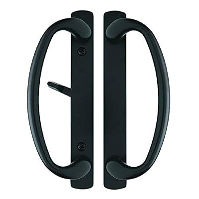 Rockwell Security Charlotte Patio Sliding Door Handle Set Antique Black Finish Fits 3-15/16 Inch CTC Screw Holes for Residential Use