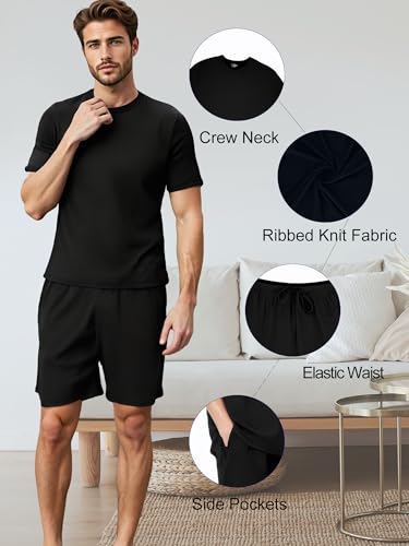 Matching Pajamas for Couples,Pajama Set for Women and Men Short Sleeve Cool Soft Pjs Shirt Shorts Sleepwear Set4